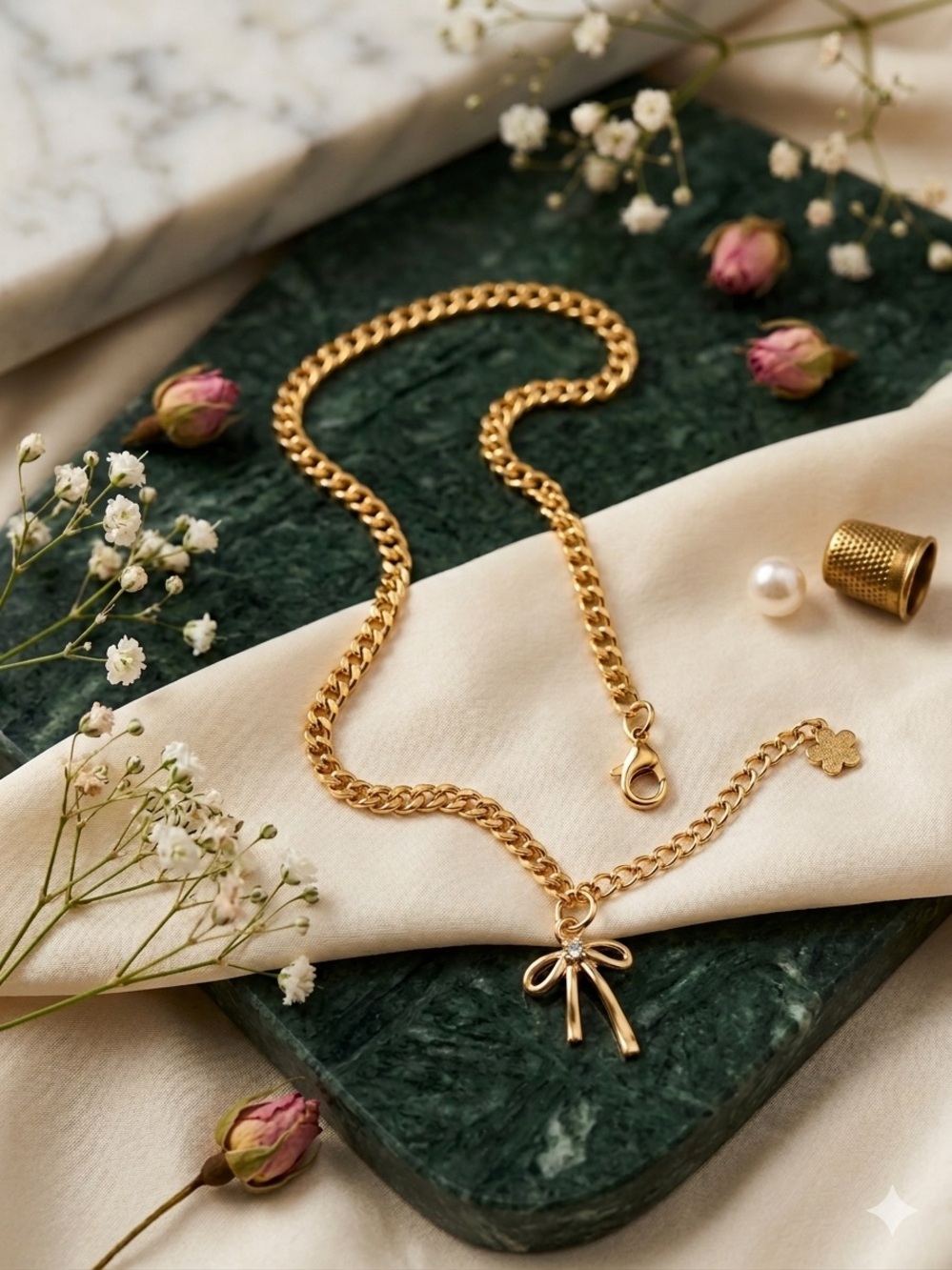14k Gold - Filled Bow Anklet - Women Jewelry